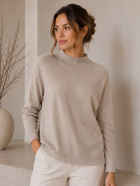 Designers Originals Tops - Vintage Designers Originals Tan/Cream Quarter Zip Sweater | M
